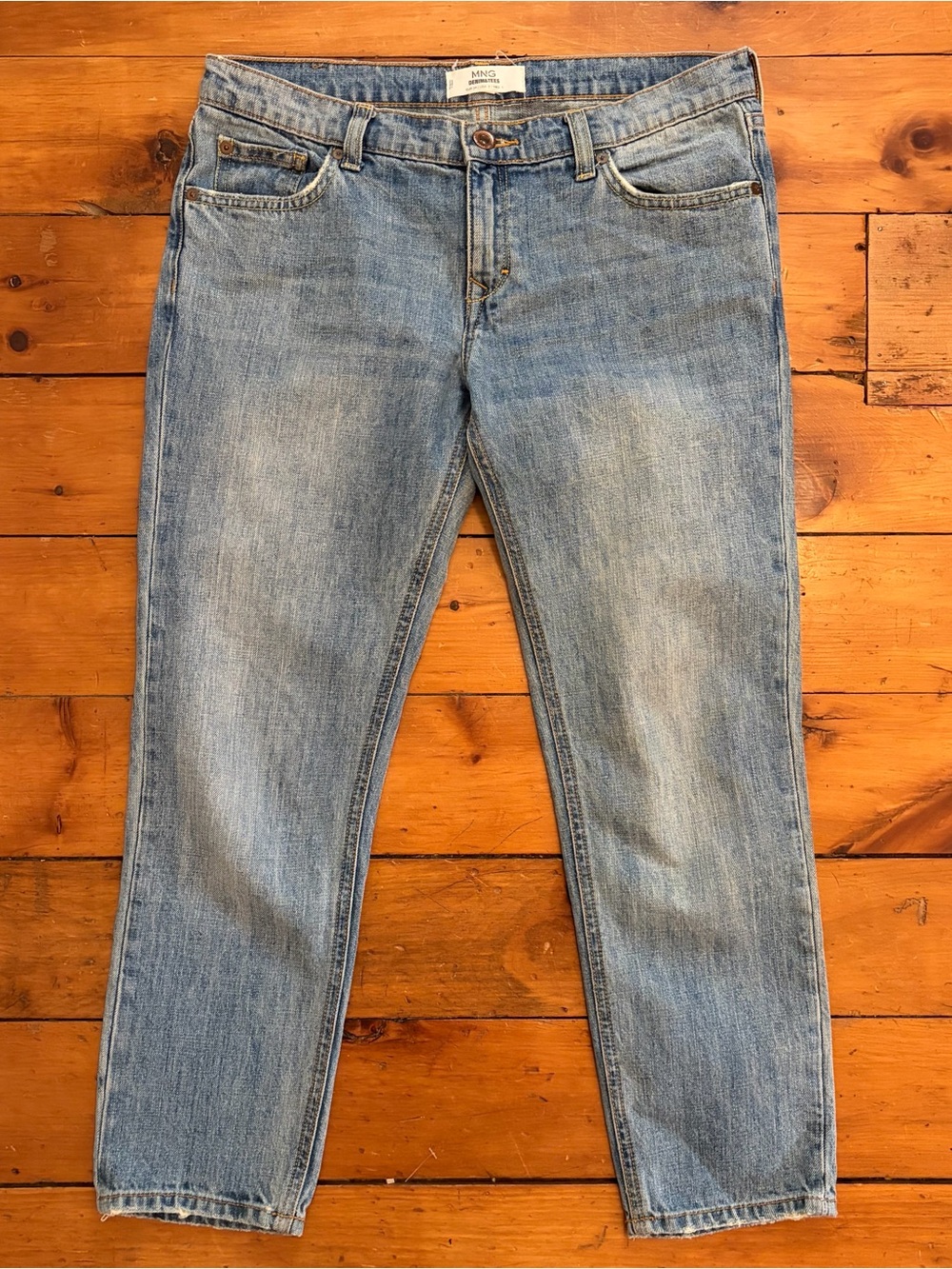 Mango Light Blue Straight Capri Jeans
